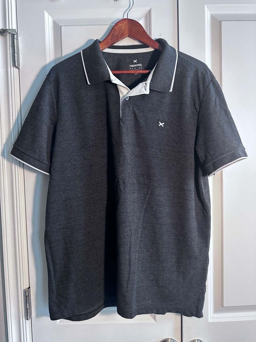 Hering Basico Regular Fit Men's Charcoal Grey Polo Shirt with Tipped Collar